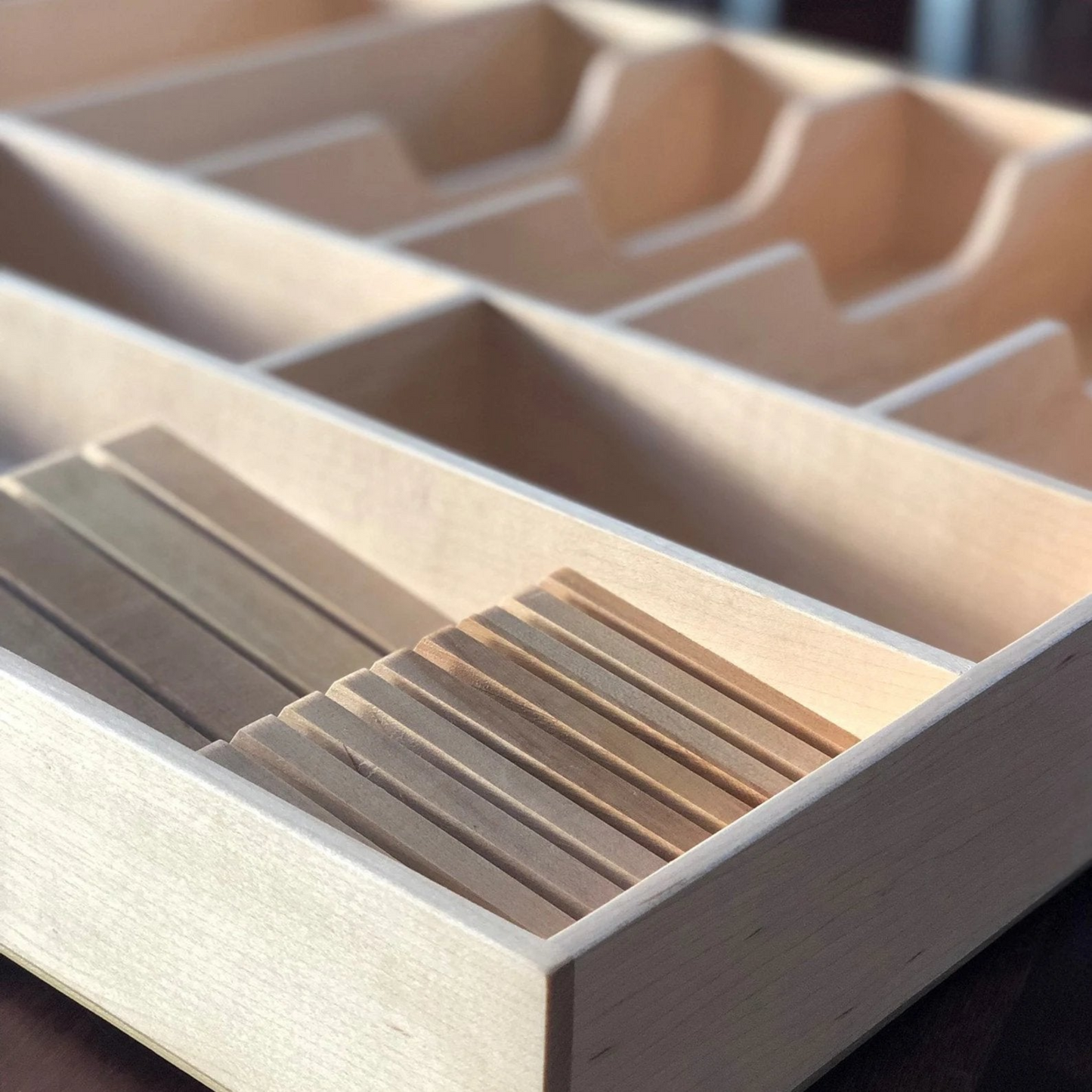 Small Knife Block Drawer Organizer, Maple