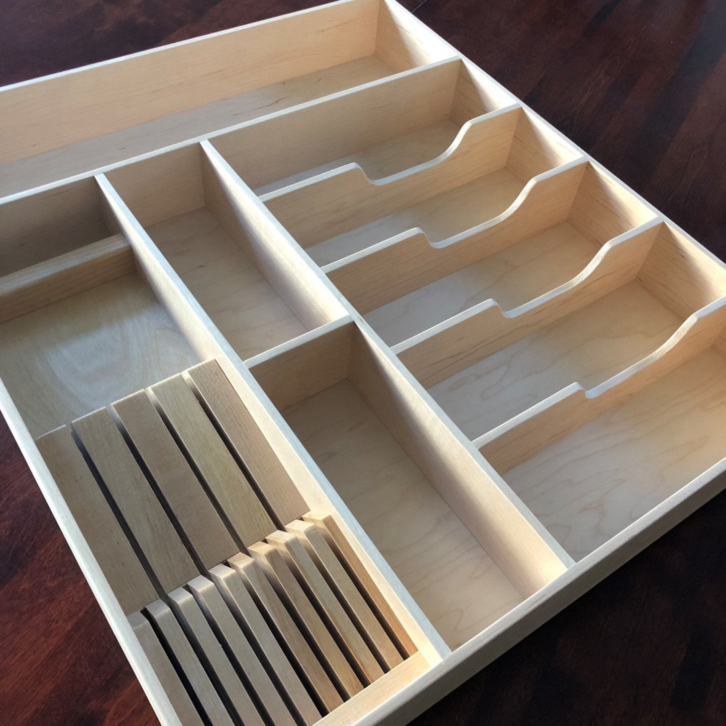 Small Knife Block Drawer Organizer, Maple