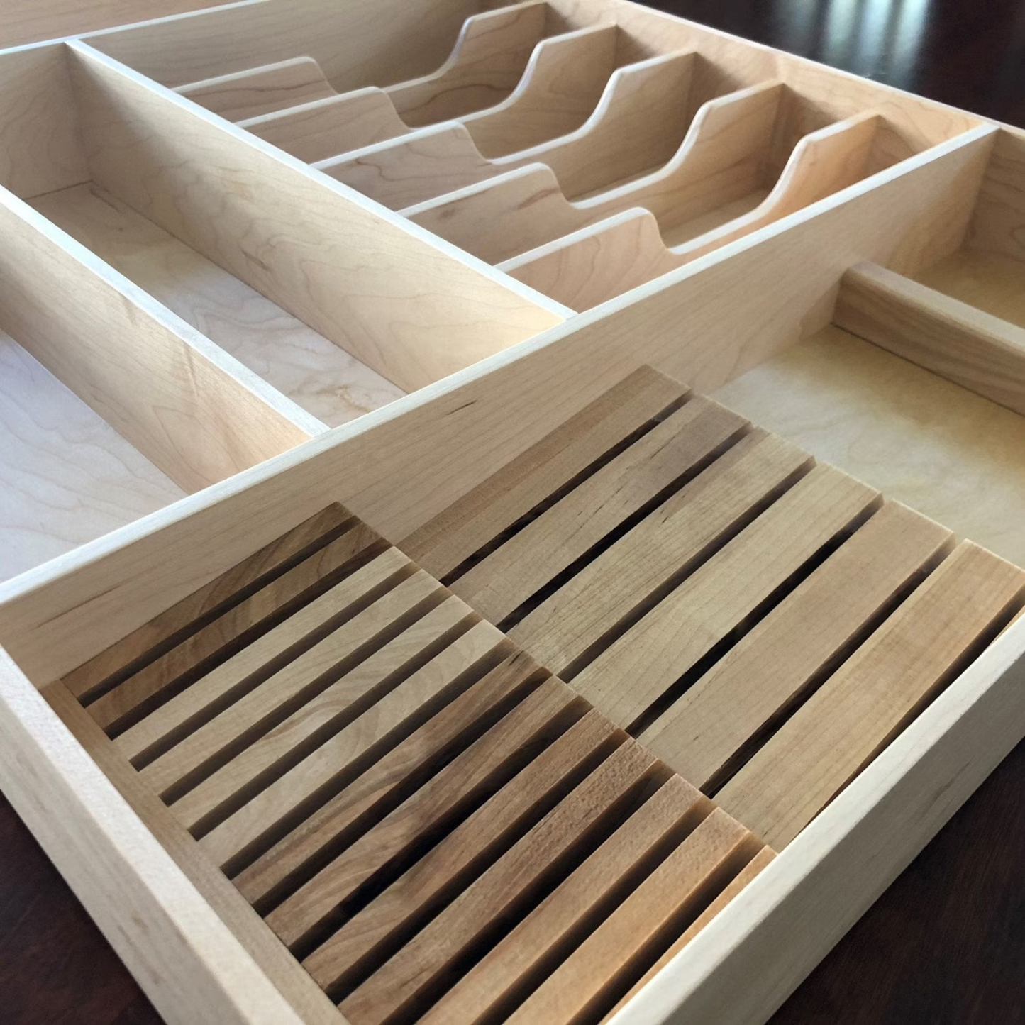 Small Knife Block Drawer Organizer, Maple
