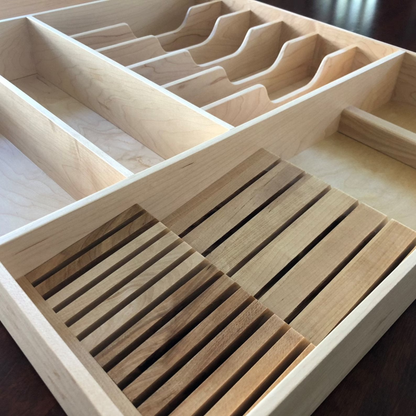 Large Knife Block Drawer Organizer, Maple