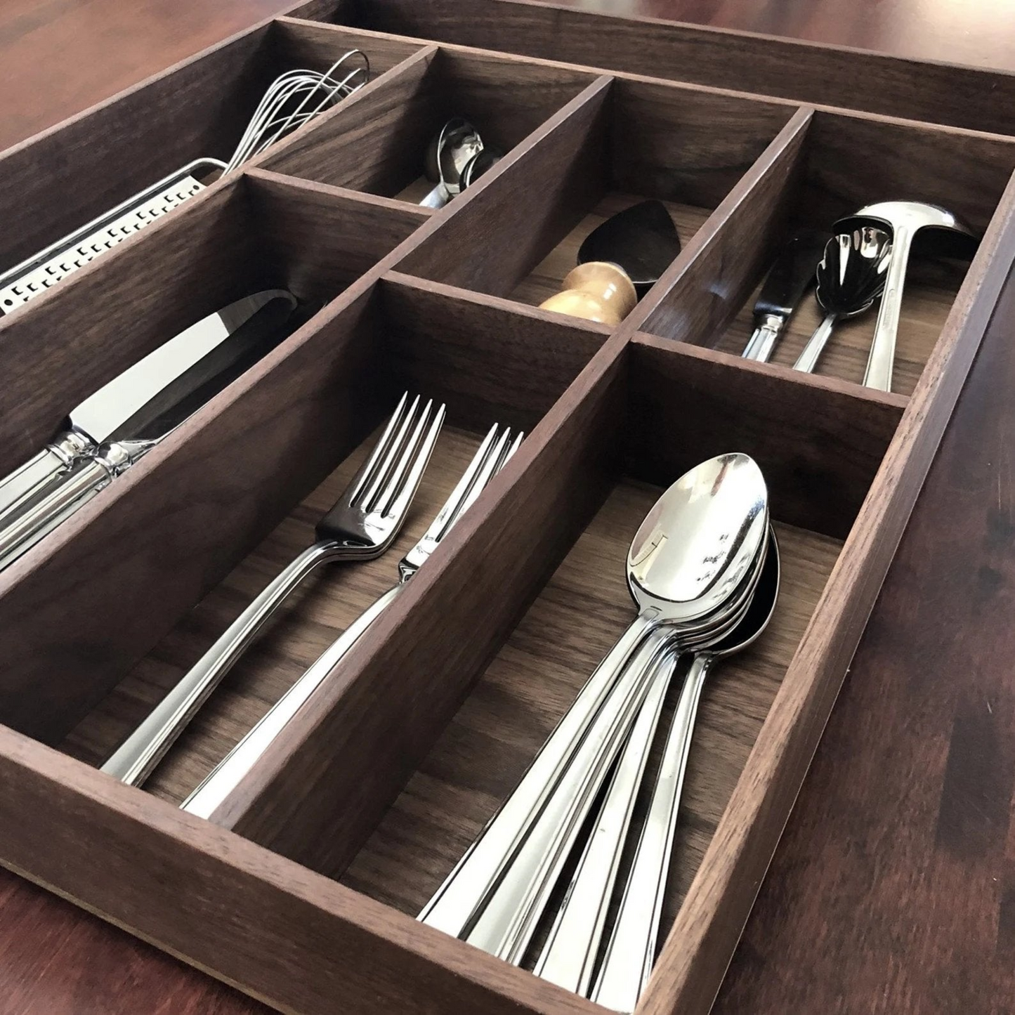 Silverware Drawer Organizer, Walnut