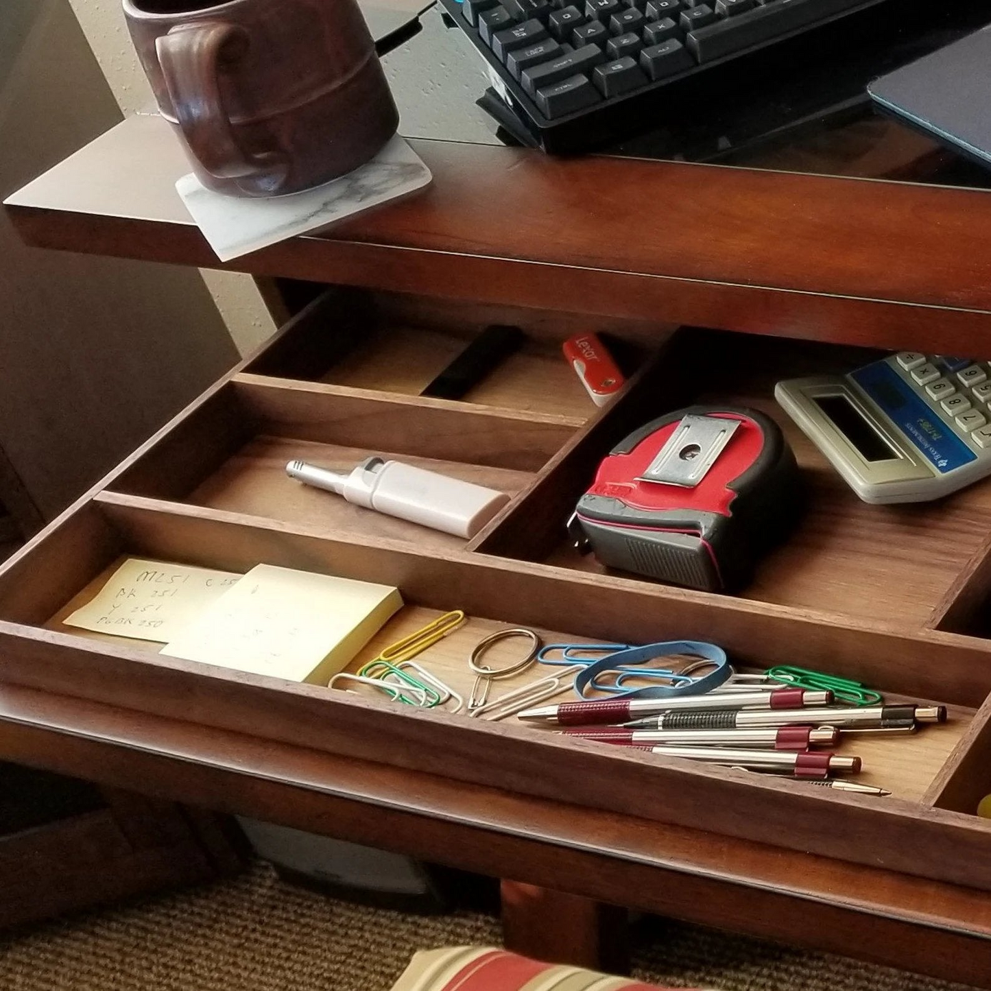 Desk Drawer Organizer, Walnut